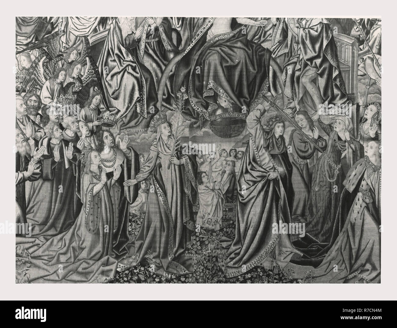 Lazio Roma Roma Palazzo Venezia, Museo, questa è la mia Italia, il paese italiano di storia visiva, post-medievale collezione arazzi Nella 'Sala Regia', che occupa le stanze dell'appartamento Balbo, dove Paolo II vissuto e radunò le sue collezioni. Tedesco e arazzi francesi del XVI secolo, tutti fabbricati a Bruxelles e cinque arazzi italiana dalla Riviera dopo vignetta di disegni da Giov. Franc. Romanelli nel 1637-42. Foto Stock