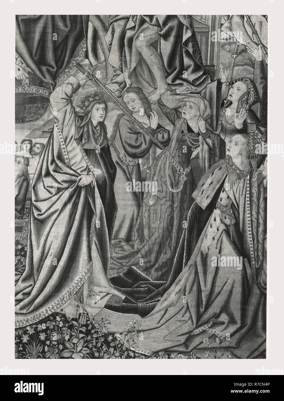 Lazio Roma Roma Palazzo Venezia, Museo, questa è la mia Italia, il paese italiano di storia visiva, post-medievale collezione arazzi Nella 'Sala Regia', che occupa le stanze dell'appartamento Balbo, dove Paolo II vissuto e radunò le sue collezioni. Tedesco e arazzi francesi del XVI secolo, tutti fabbricati a Bruxelles e cinque arazzi italiana dalla Riviera dopo vignetta di disegni da Giov. Franc. Romanelli nel 1637-42. Foto Stock