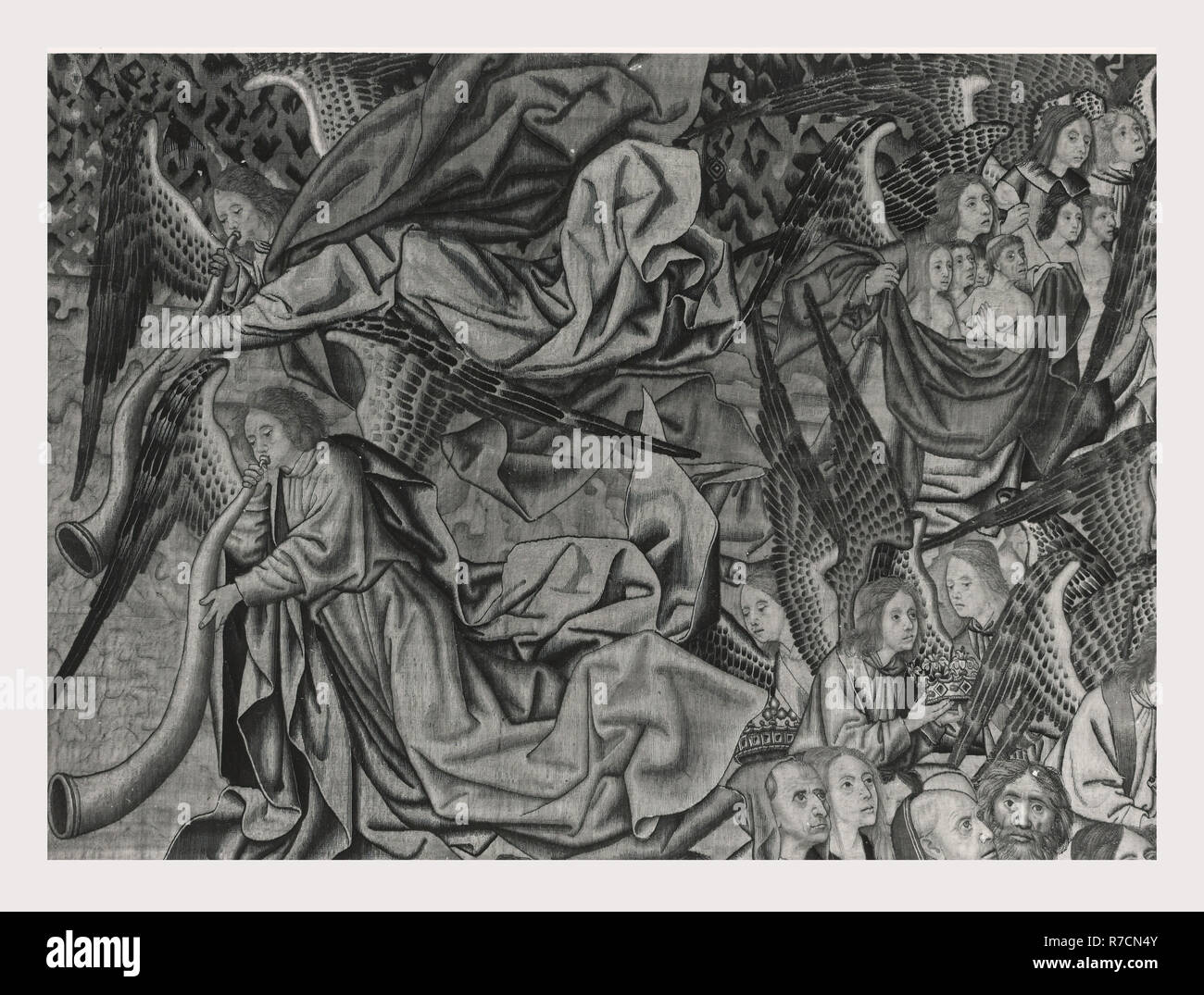 Lazio Roma Roma Palazzo Venezia, Museo, questa è la mia Italia, il paese italiano di storia visiva, post-medievale collezione arazzi Nella 'Sala Regia', che occupa le stanze dell'appartamento Balbo, dove Paolo II vissuto e radunò le sue collezioni. Tedesco e arazzi francesi del XVI secolo, tutti fabbricati a Bruxelles e cinque arazzi italiana dalla Riviera dopo vignetta di disegni da Giov. Franc. Romanelli nel 1637-42. Foto Stock