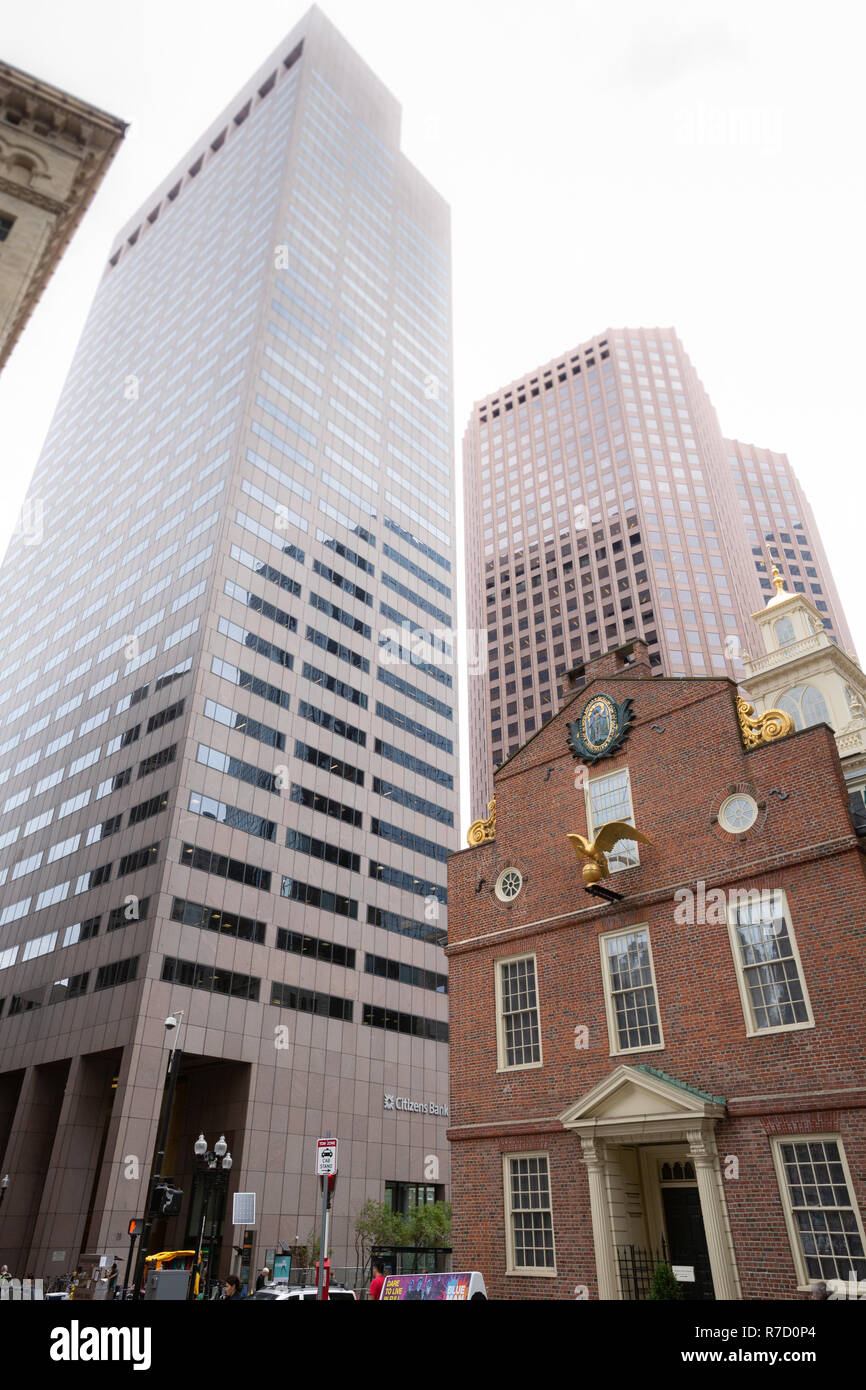Old State House sul sentiero della libertà in Boston, MA Foto Stock