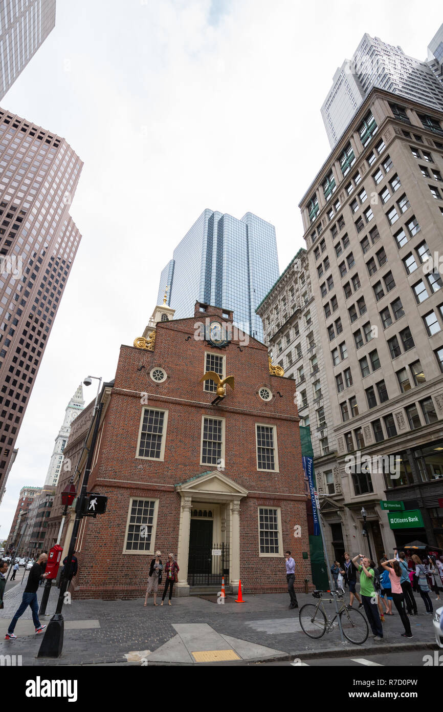 Old State House sul sentiero della libertà in Boston, MA Foto Stock