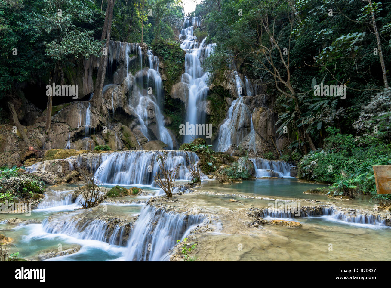 Le cascate di Kuang Si vicino a Luang Prabang Foto Stock