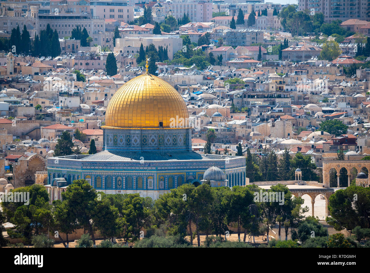 Cupola sulla roccia sul Monte del Tempio. Gerusalemme. Israele. Foto Stock