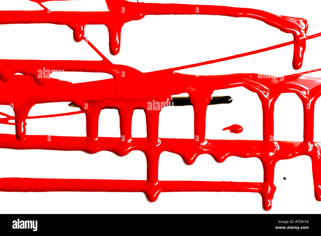 Flussi di vernice rossa Foto Stock