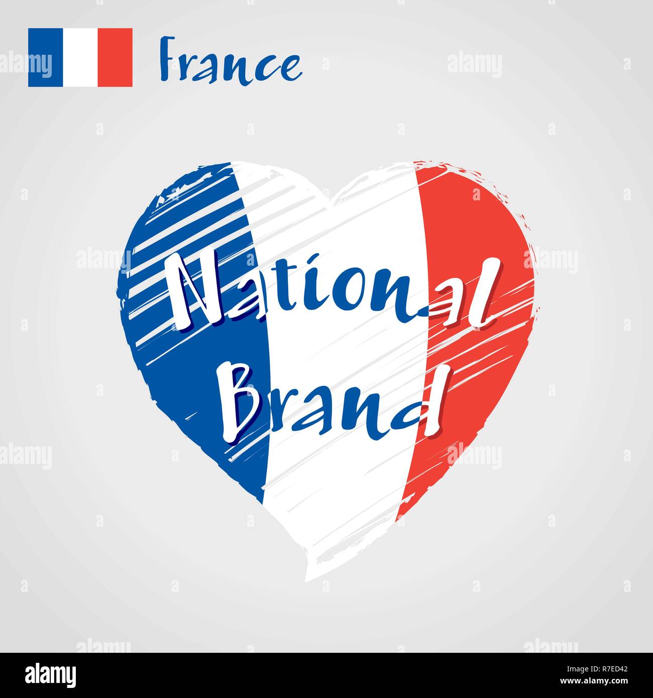 Vettore cuore di bandiera della Francia, marchio nazionale. Illustrazione Vettoriale