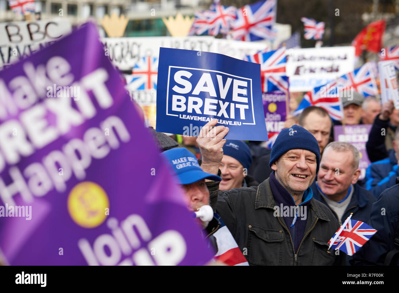 Londra, Regno Unito. Il 9 dicembre 2018. Una targhetta visualizzato al tradimento Brexit Marzo e Rally attraverso Londra. Credito: Kevin J. Frost/Alamy Live News Foto Stock