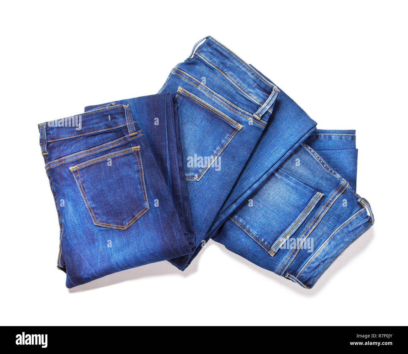 Ripiegate jeans blu Foto Stock