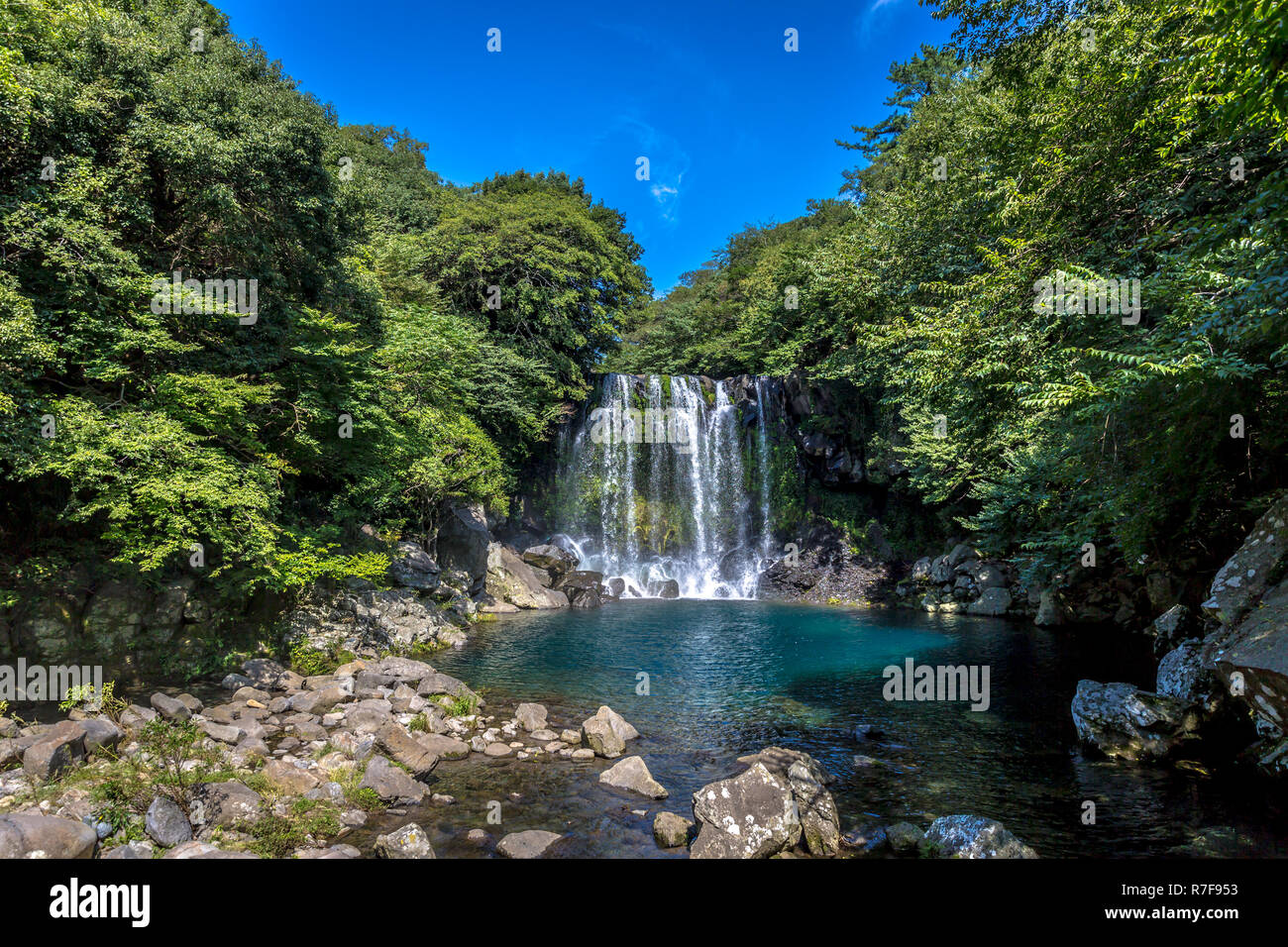 Cascata in Jeju Island, Patrimonio Unesco in Corea del Sud Foto Stock
