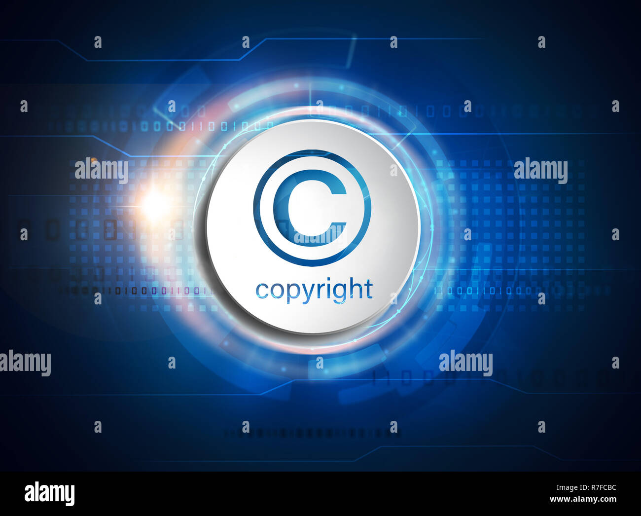 Copyright icona sullo sfondo digitale Foto Stock