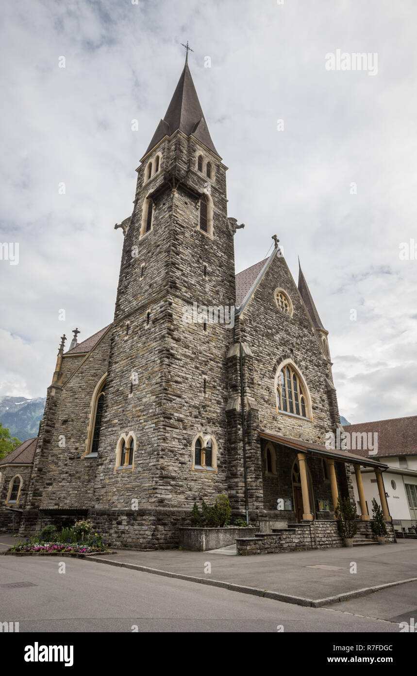 Vecchia chiesa in Interlaken Svizzera Foto Stock