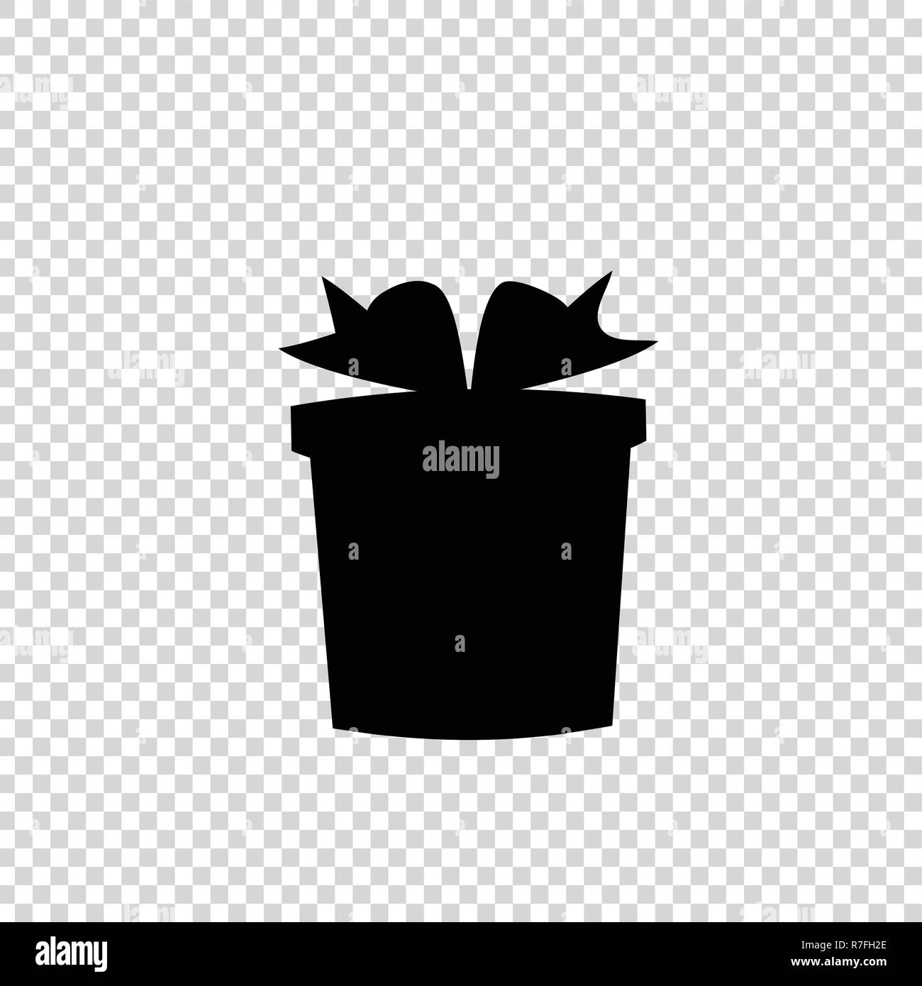 Vettore silhouette nera di prua avvolto confezione regalo su sfondo trasparente. Natale, Capodanno, regalo di compleanno icona, segno, simbolo, clip art. Giftbox Illustrazione Vettoriale
