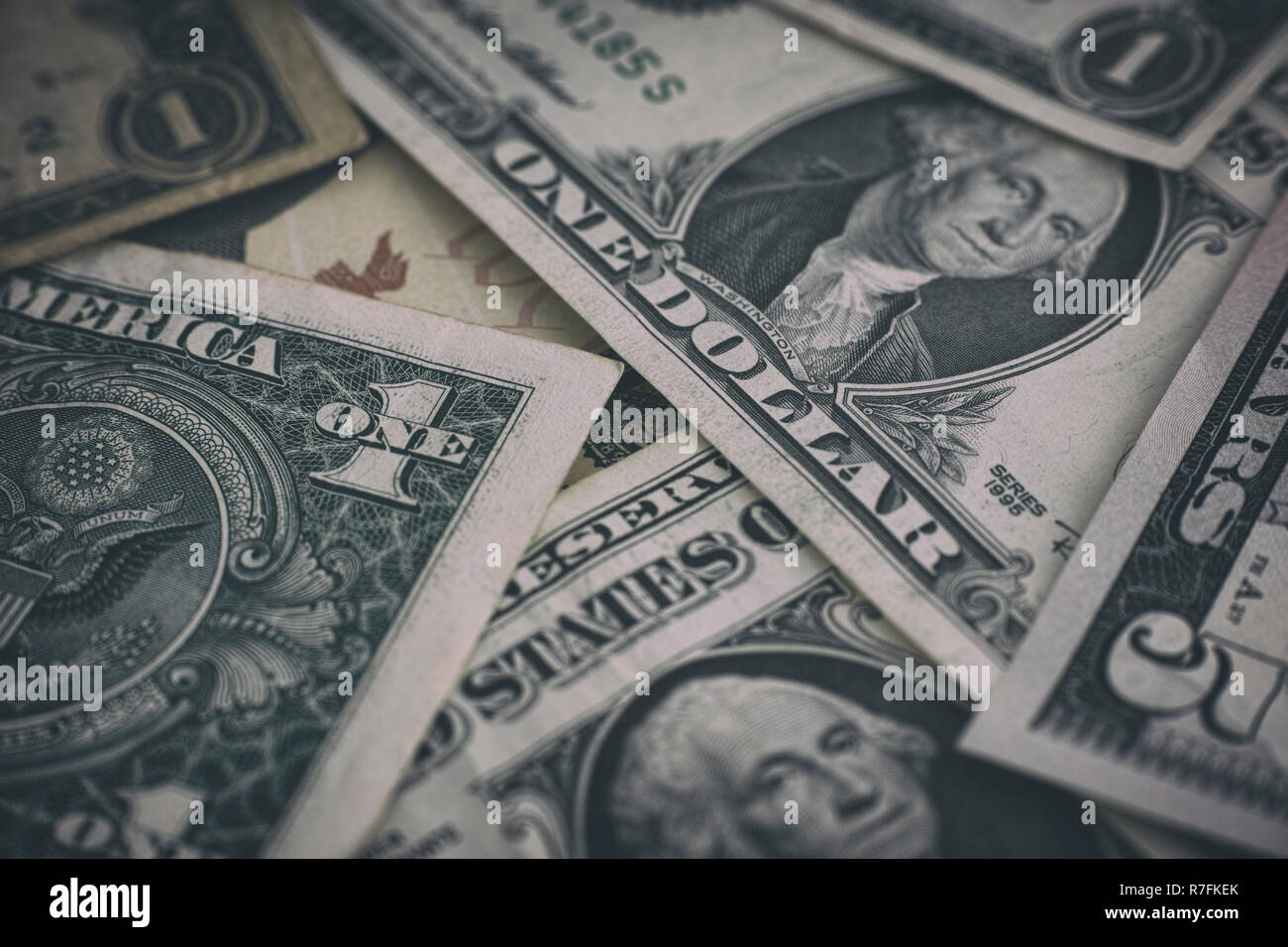 Dollari degli Stati Uniti. In bianco e nero. Close up. Foto Stock