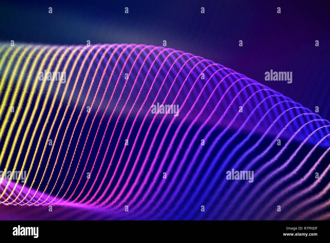 3D onde sonore e visive equalizzatore audio. Grande dati visualizzazione astratta. Illustrazione Vettoriale