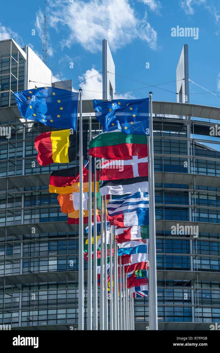 Il Parlamento europeo, Strasburgo, Alscace, Francia Foto Stock