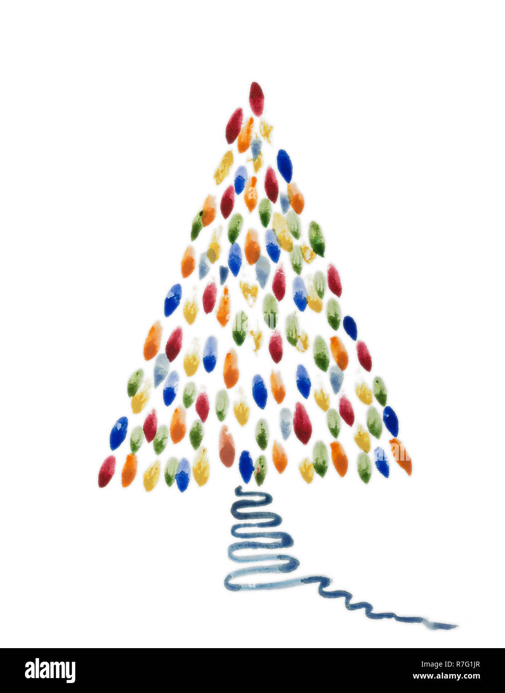 Whimsical di albero di Natale. La tecnica di levigatura in prossimità dei bordi permette una messa a fuoco morbida effetto dovuto alla superficie modificata la ruvidezza della carta. Foto Stock