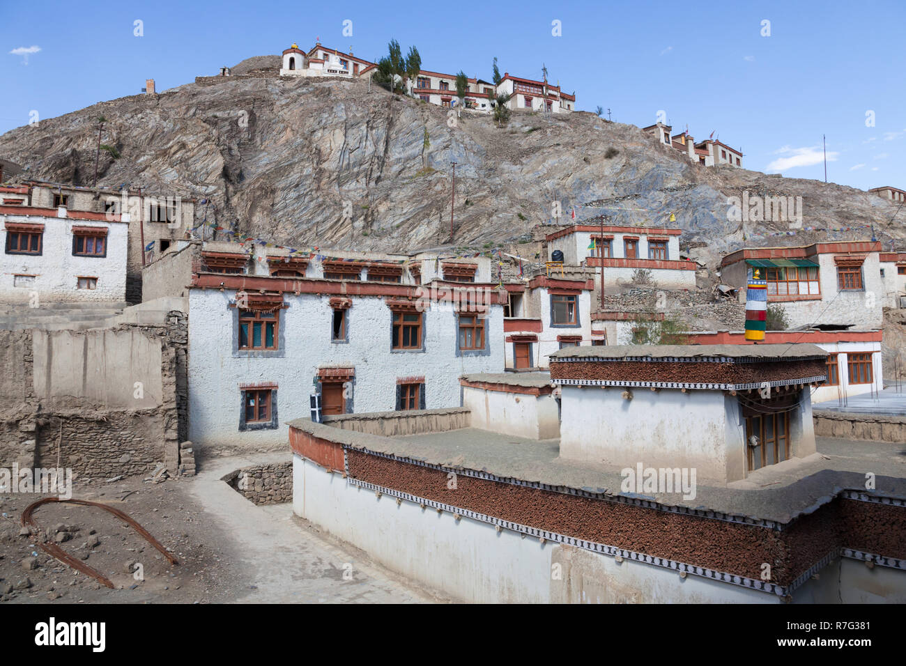 Edifici nel monastero di Lamayuru, Ladakh, Jammu e Kashmir India Foto Stock