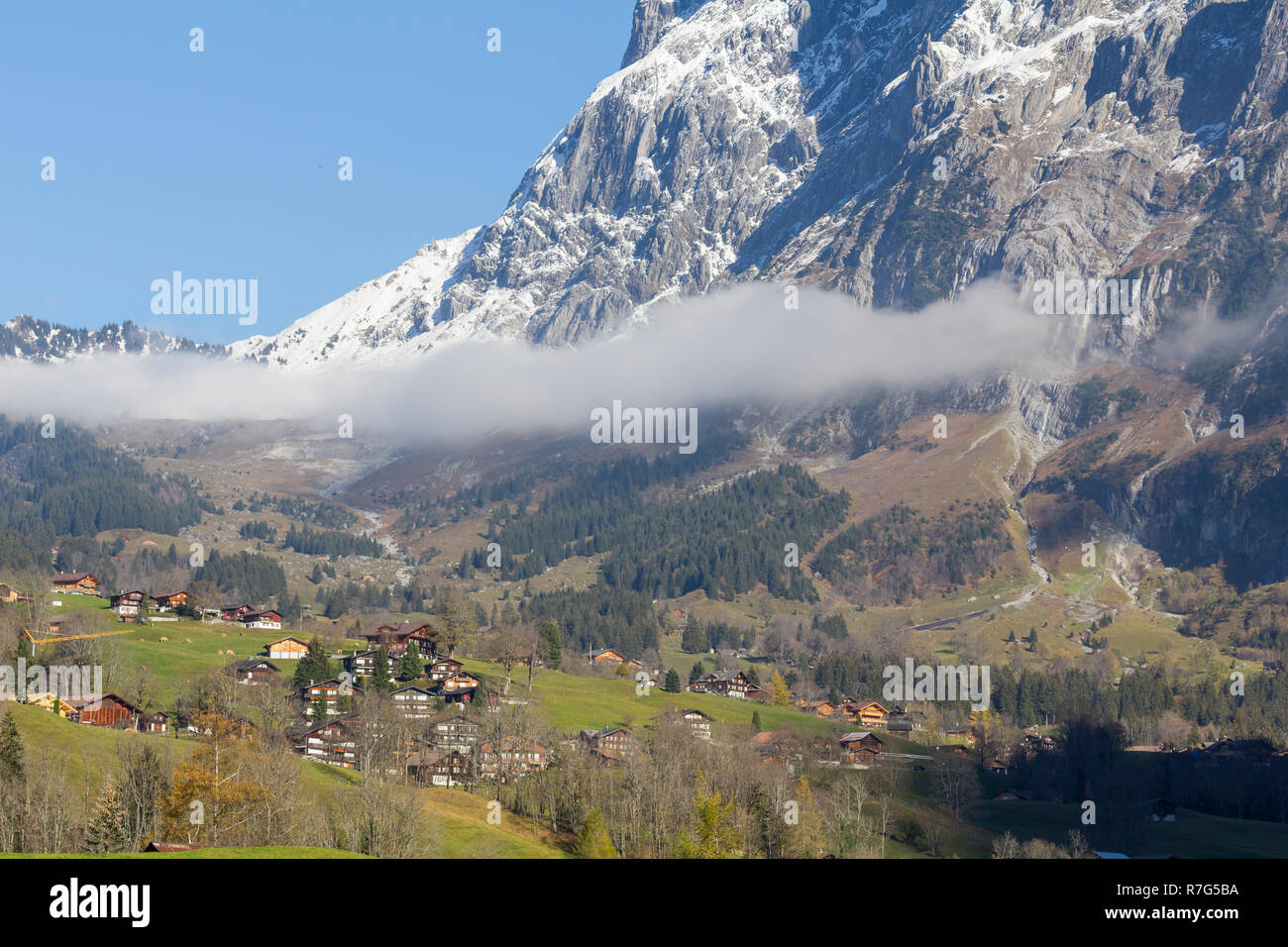 Grindelwald village nelle Alpi Bernesi, Svizzera Foto Stock
