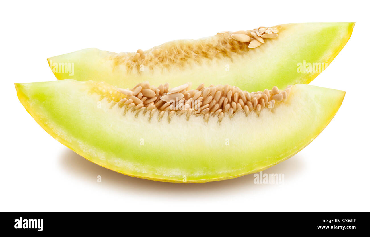 Giallo a fette di melone Honeydew percorso isolato Foto Stock