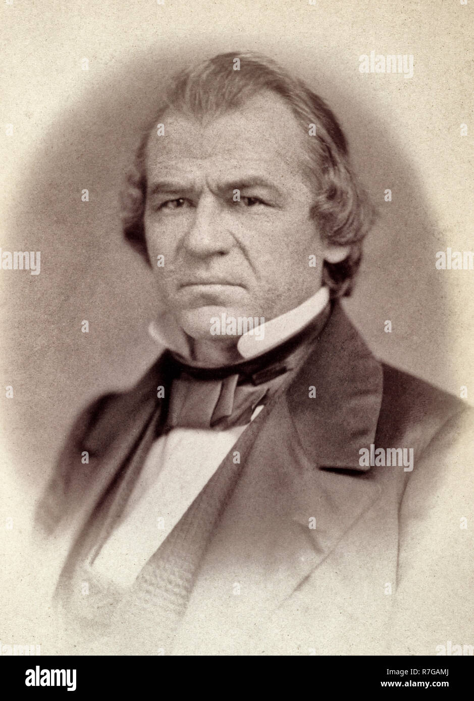Andrew Johnson, il Senatore dal Tennessee, trenta-quinto Congresso, mezza lunghezza verticale, circa 1859 Foto Stock