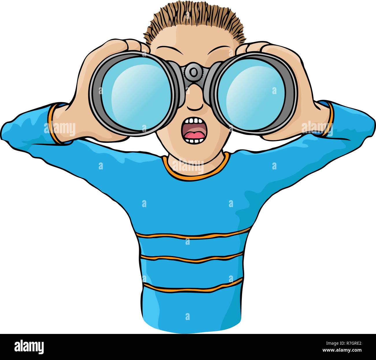 Illustrazione del bambino con il binocolo Immagine e Vettoriale - Alamy