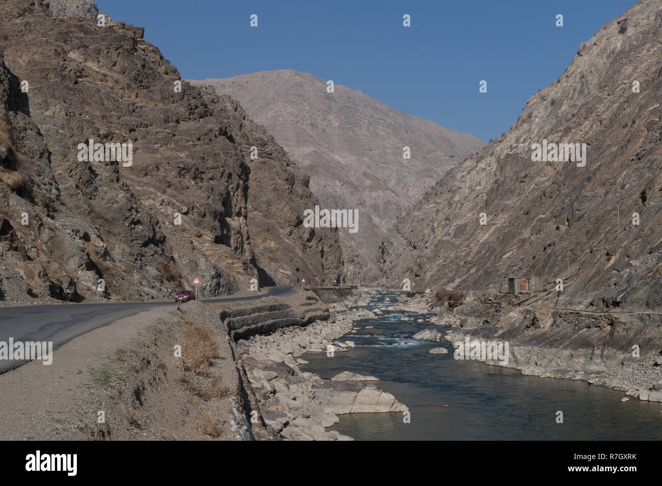 Vista del Panjshir Valley, Panjshir Provincia, Afghanistan Foto Stock