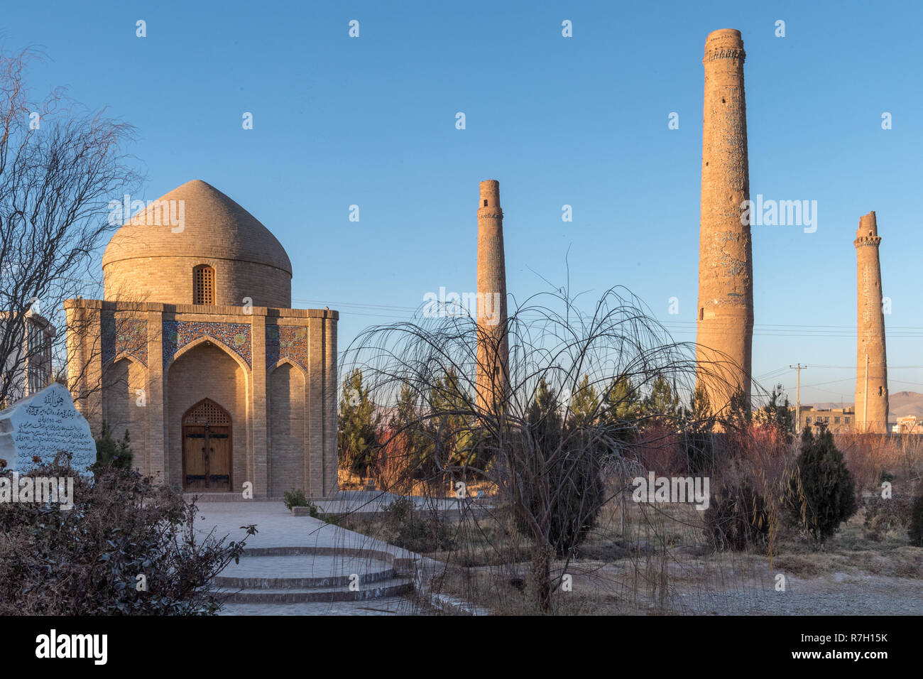Gawhar Shad Mausoleo, Musalla complessa al tramonto, Herat, provincia di Herat, Afghanistan Foto Stock