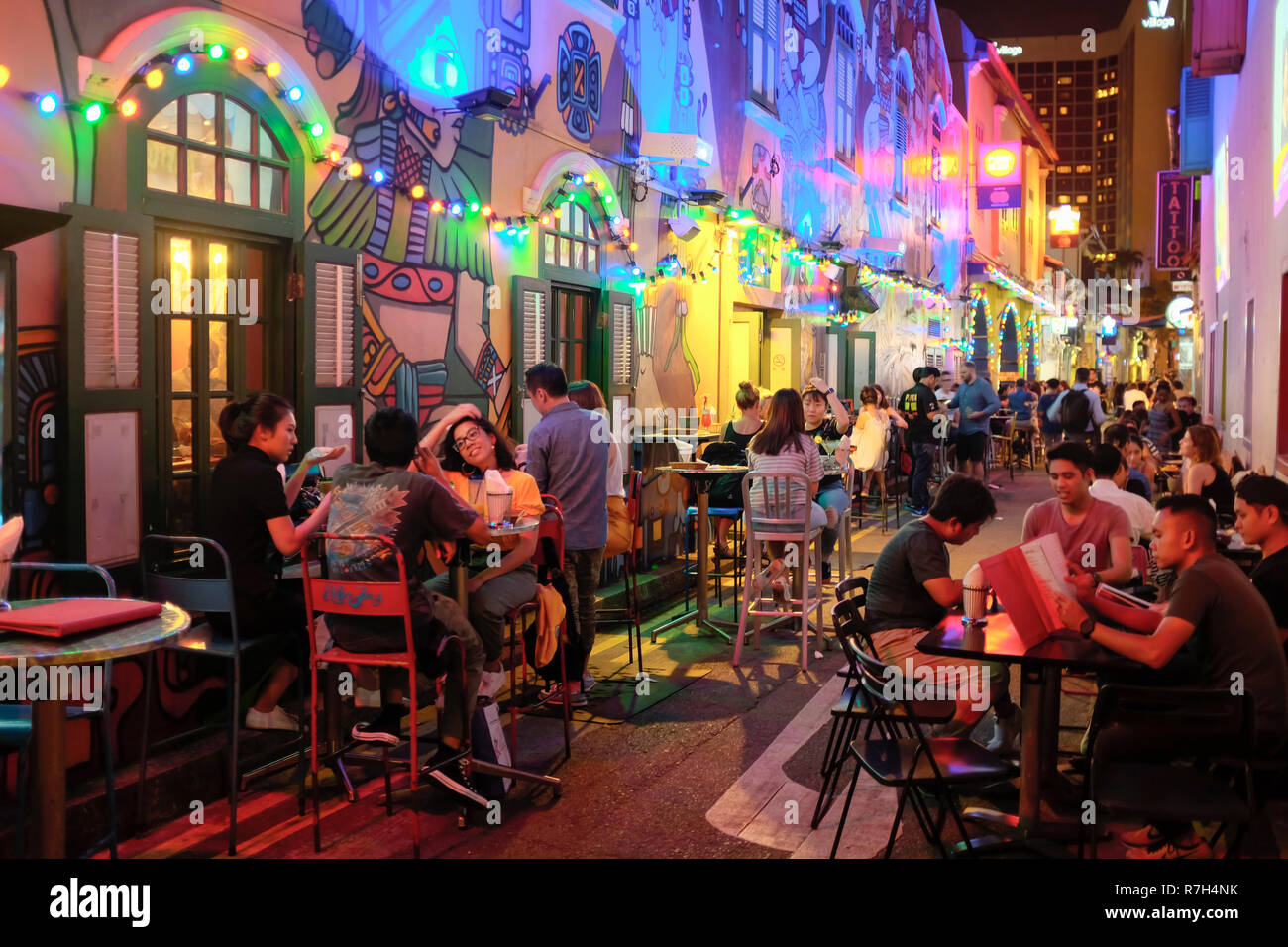 Haji Lane, Kampong Glam, Singapore. Foto Stock