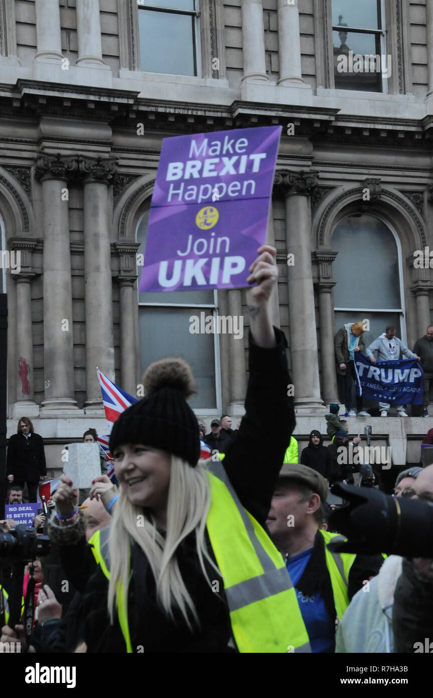 Steward in giallo ad alta visibilità giubbotti, a Brexit significa uscire dalla protesta, Whitehall, Londra, Regno Unito. Foto Stock