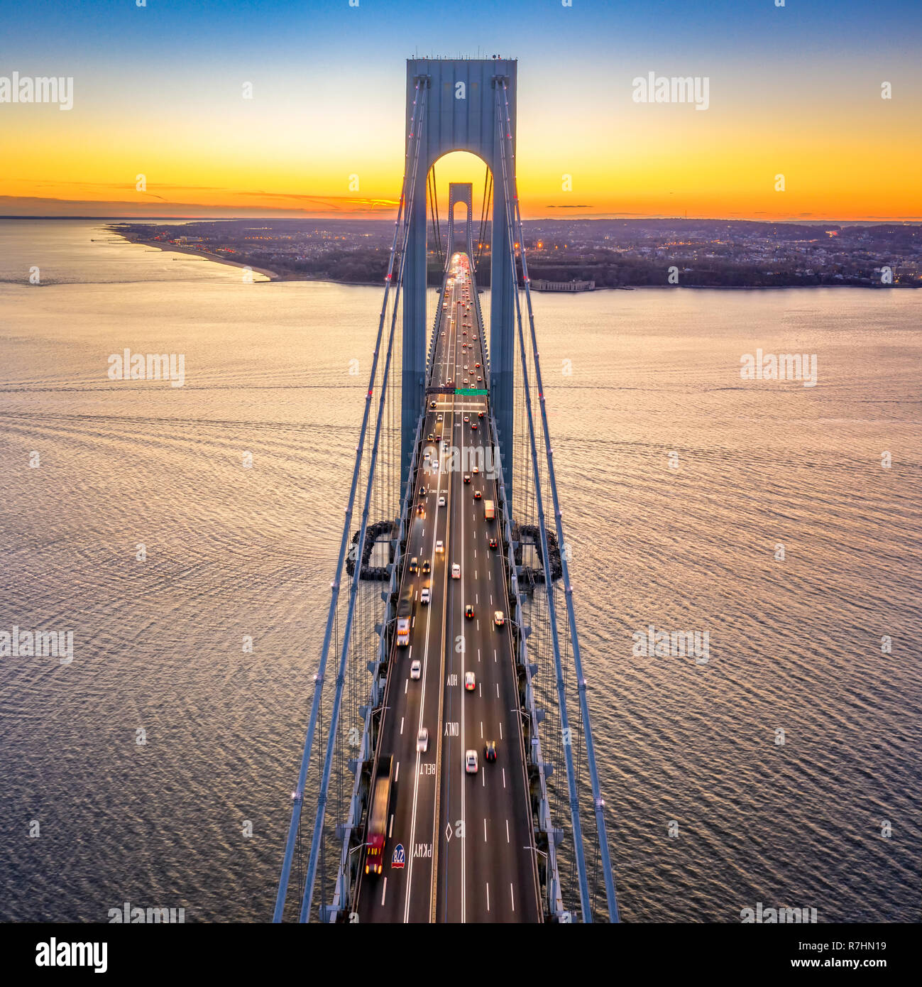 Vista aerea di Verrazzano Narrows Bridge Foto Stock