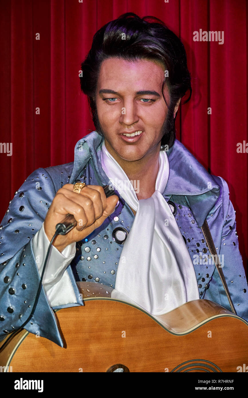 MONTREAL, Canada - 23 settembre 2018: Aaron Elvis Presley - American cantante e attore. Museo delle cere Grevin a Montreal, Quebec, Canada Foto Stock