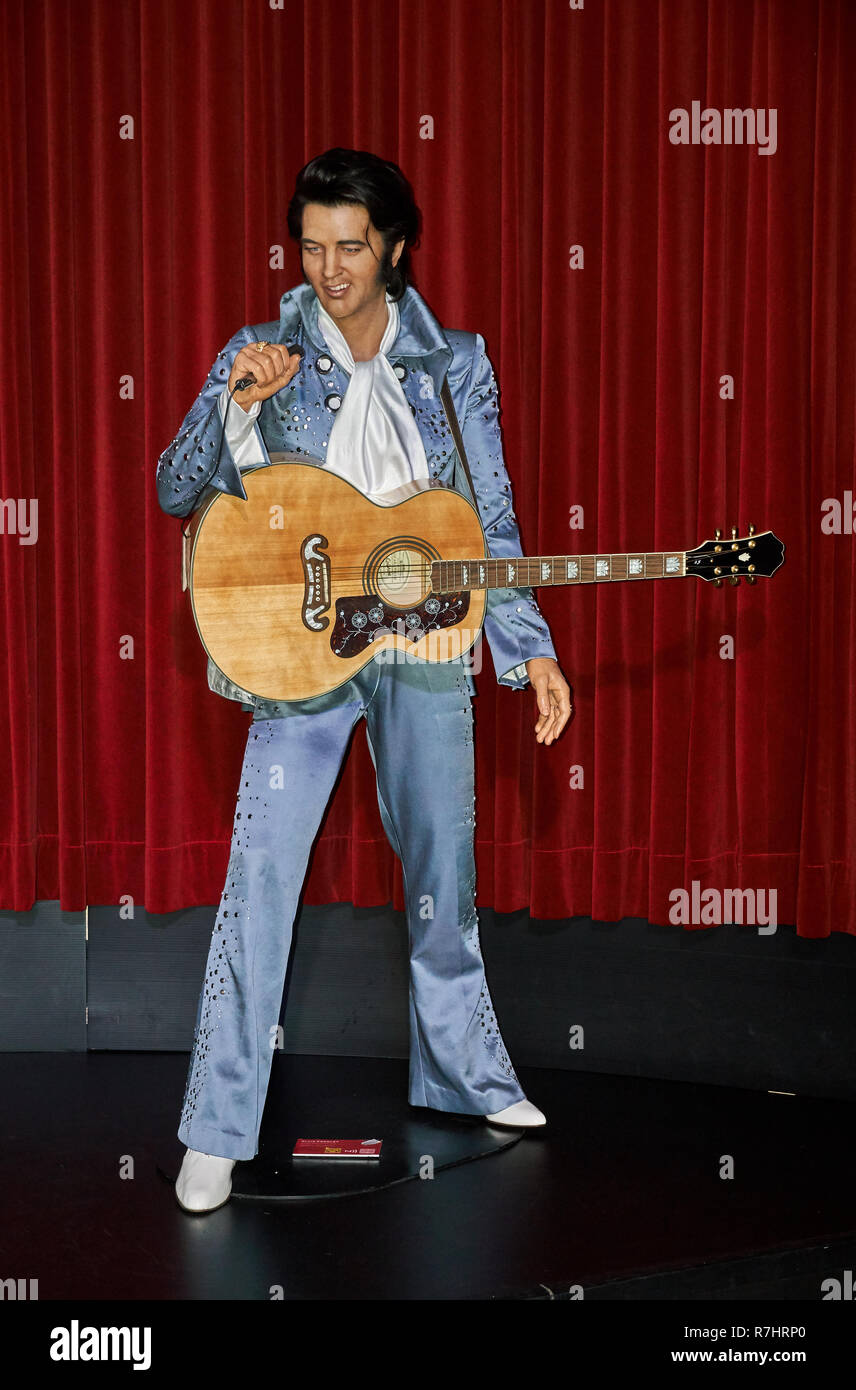MONTREAL, Canada - 23 settembre 2018: Aaron Elvis Presley - American cantante e attore. Museo delle cere Grevin a Montreal, Quebec, Canada Foto Stock