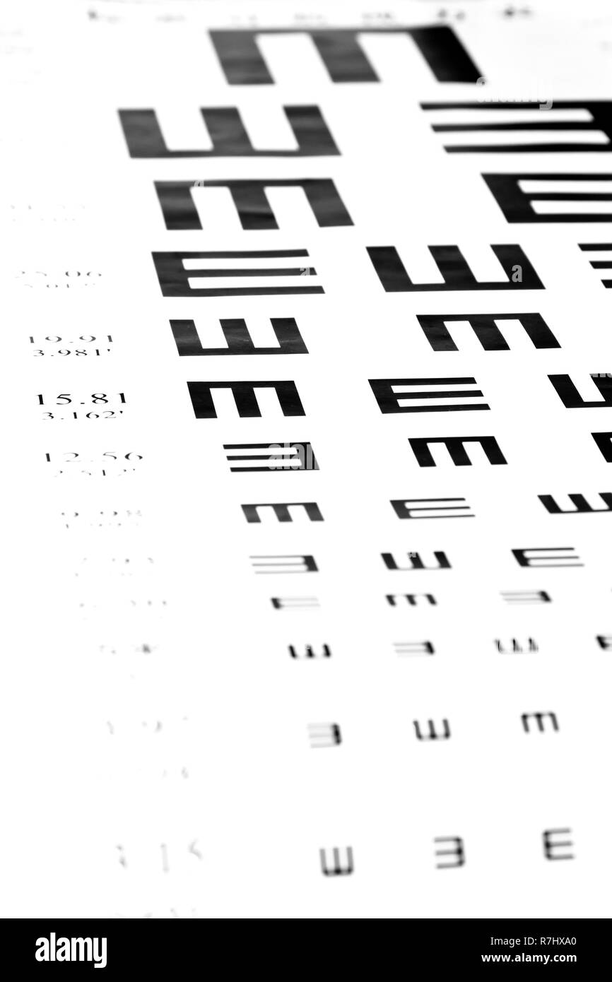 La vista tabella di dati di prova su sfondo bianco di close-up Foto Stock