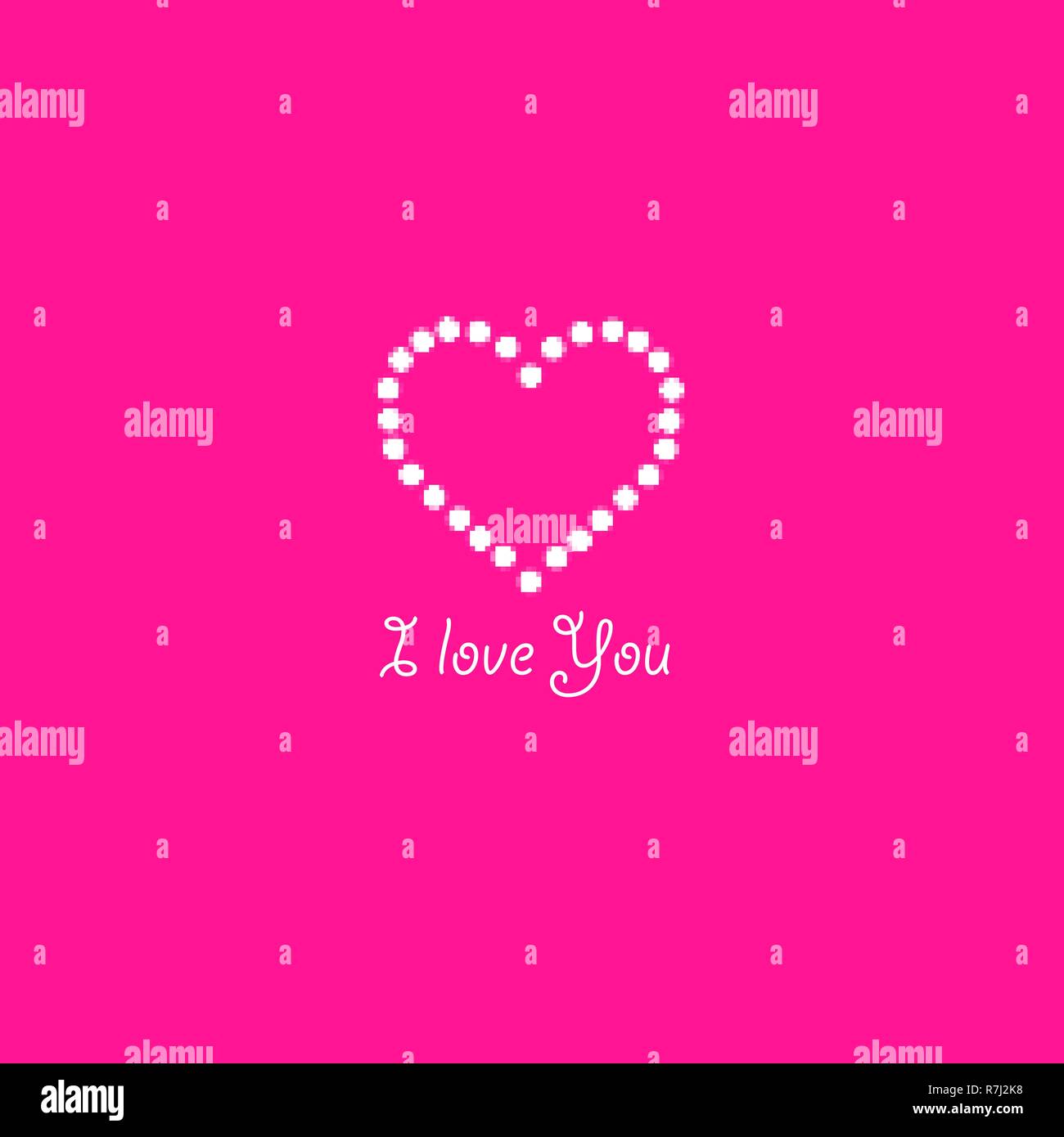 Cuore delle lampade su uno sfondo di colore rosa. Valentines Day card. Cuore con iscrizione ti amo. Illustrazione Vettoriale Illustrazione Vettoriale