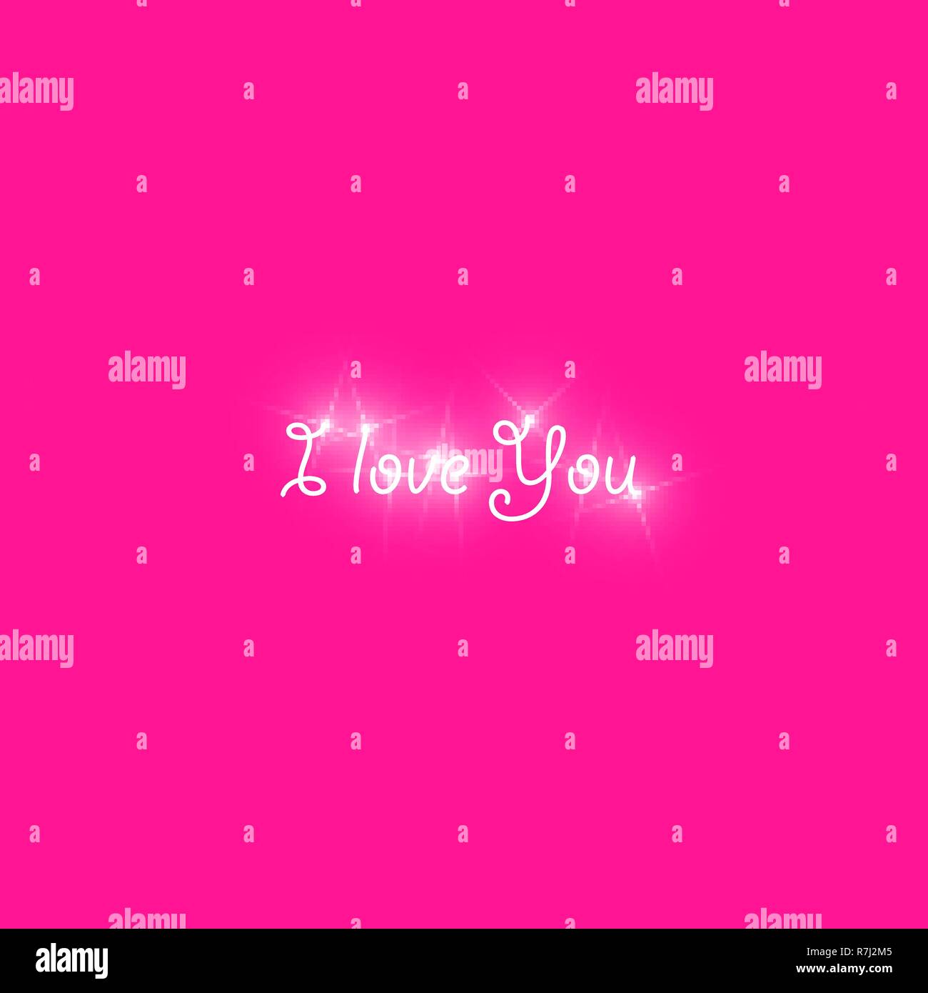 Happy Valentines Day greeting card. Io vi amo. 14 febbraio. Sfondo di vacanza con il testo Ti Amo frase., luce, stelle sulla plastica rosa backgraund. Illustrazione Vettoriale Illustrazione Vettoriale