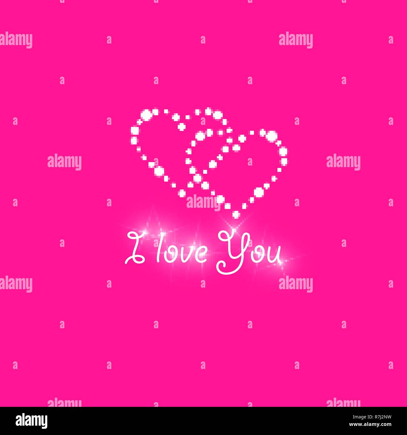 Cuore delle lampade su uno sfondo di colore rosa. Valentines Day card. Cuore con iscrizione ti amo. Illustrazione Vettoriale Illustrazione Vettoriale
