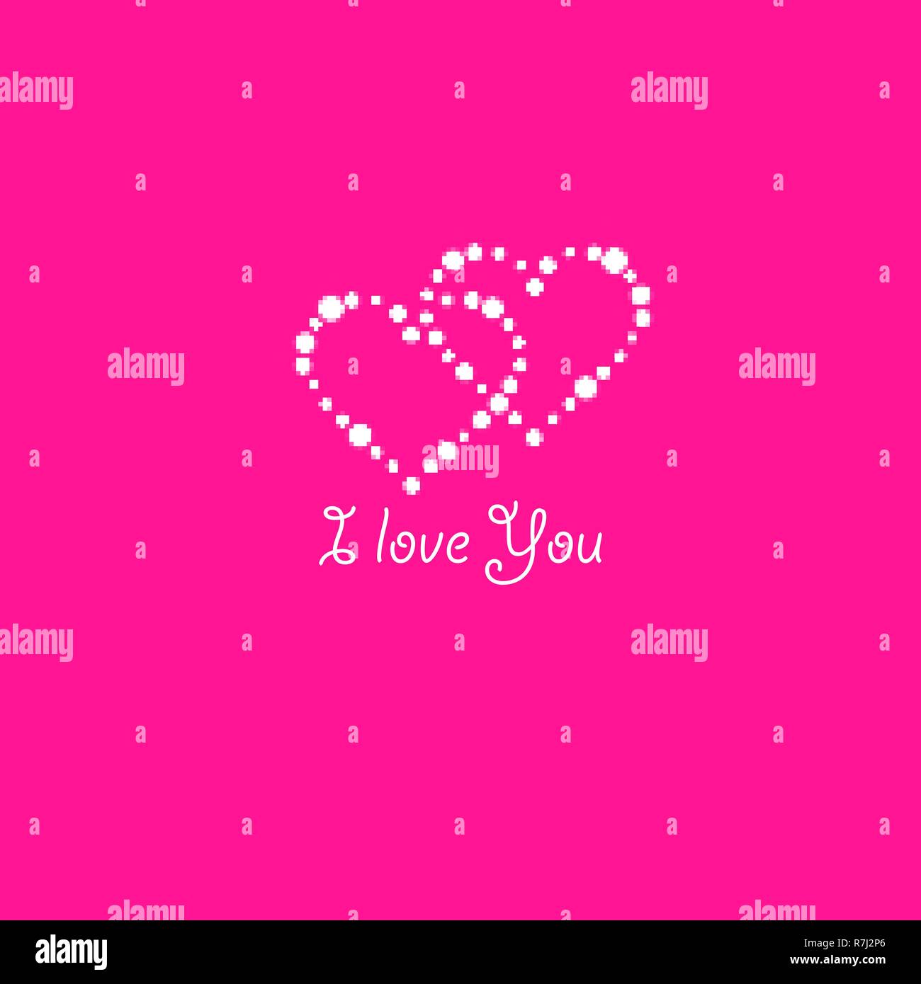 Cuore delle lampade su uno sfondo di colore rosa. Valentines Day card. Cuore con iscrizione ti amo. Illustrazione Vettoriale Illustrazione Vettoriale
