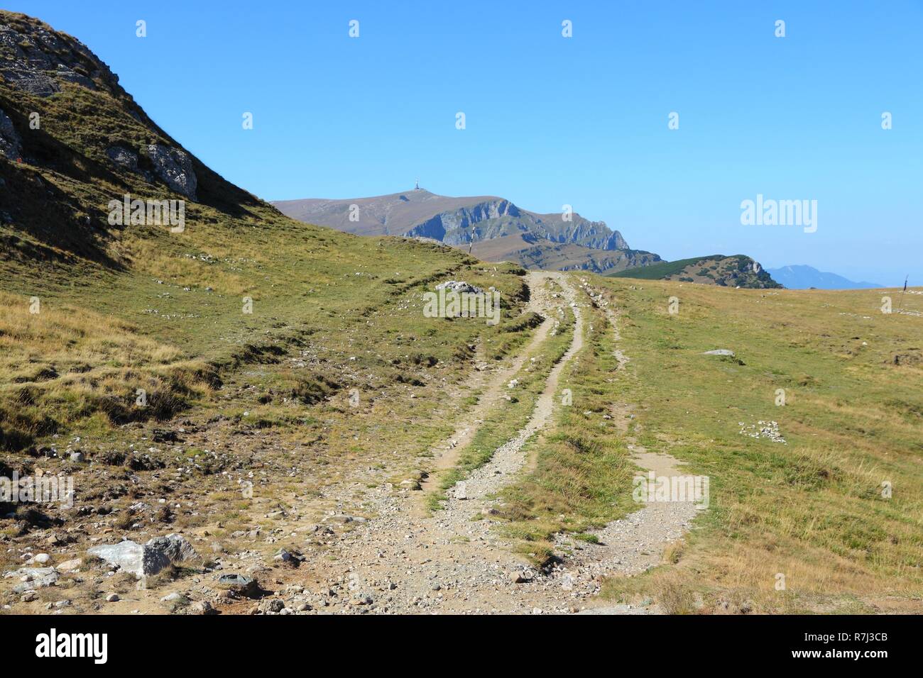 Montagne di Bucegi, parte dei Carpazi Meridionali in Romania. Sentiero escursionistico. Foto Stock