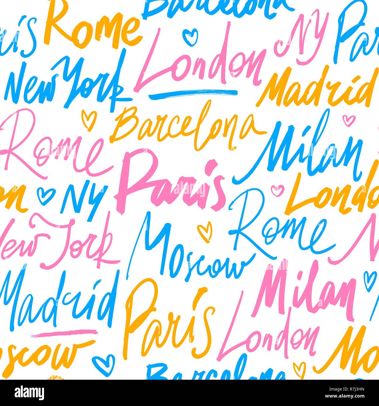 Vector pattern senza soluzione di continuità con i nomi di città del mondo Illustrazione Vettoriale