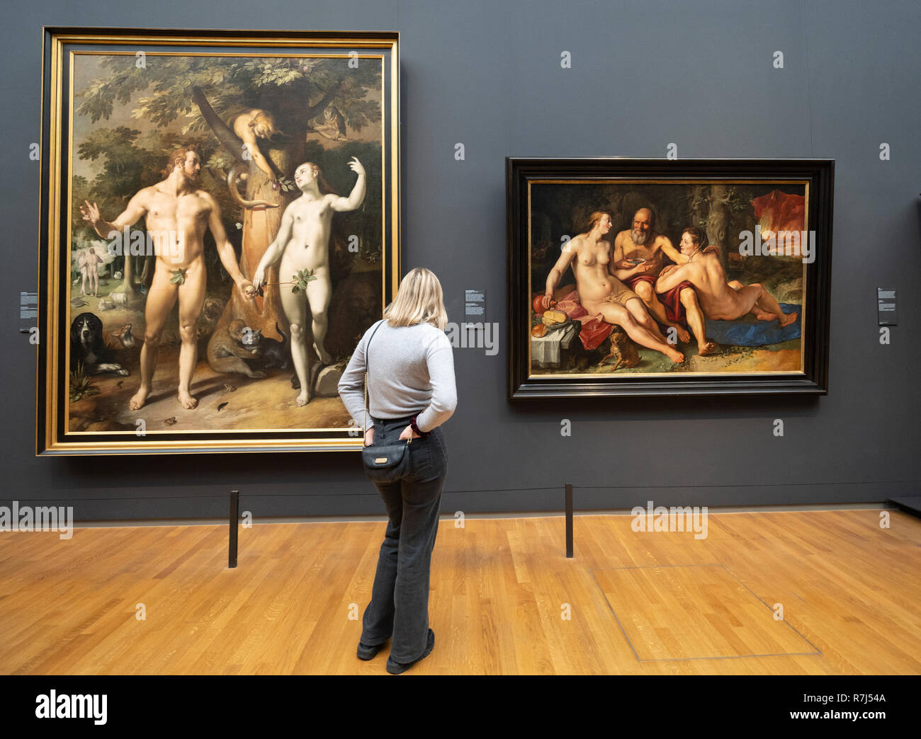 Diritto; Lot e le sue figlie, Hendrick Goltzius, 1616 - Rijksmuseum ; a sinistra la caduta dell uomo, Cornelis Cornelisz. van Haarlem, 1592 - Rijksmuseum , Amst Foto Stock