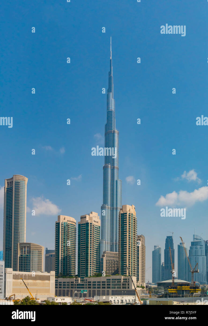 Vista del Burj Khalifa a Dubai Foto Stock