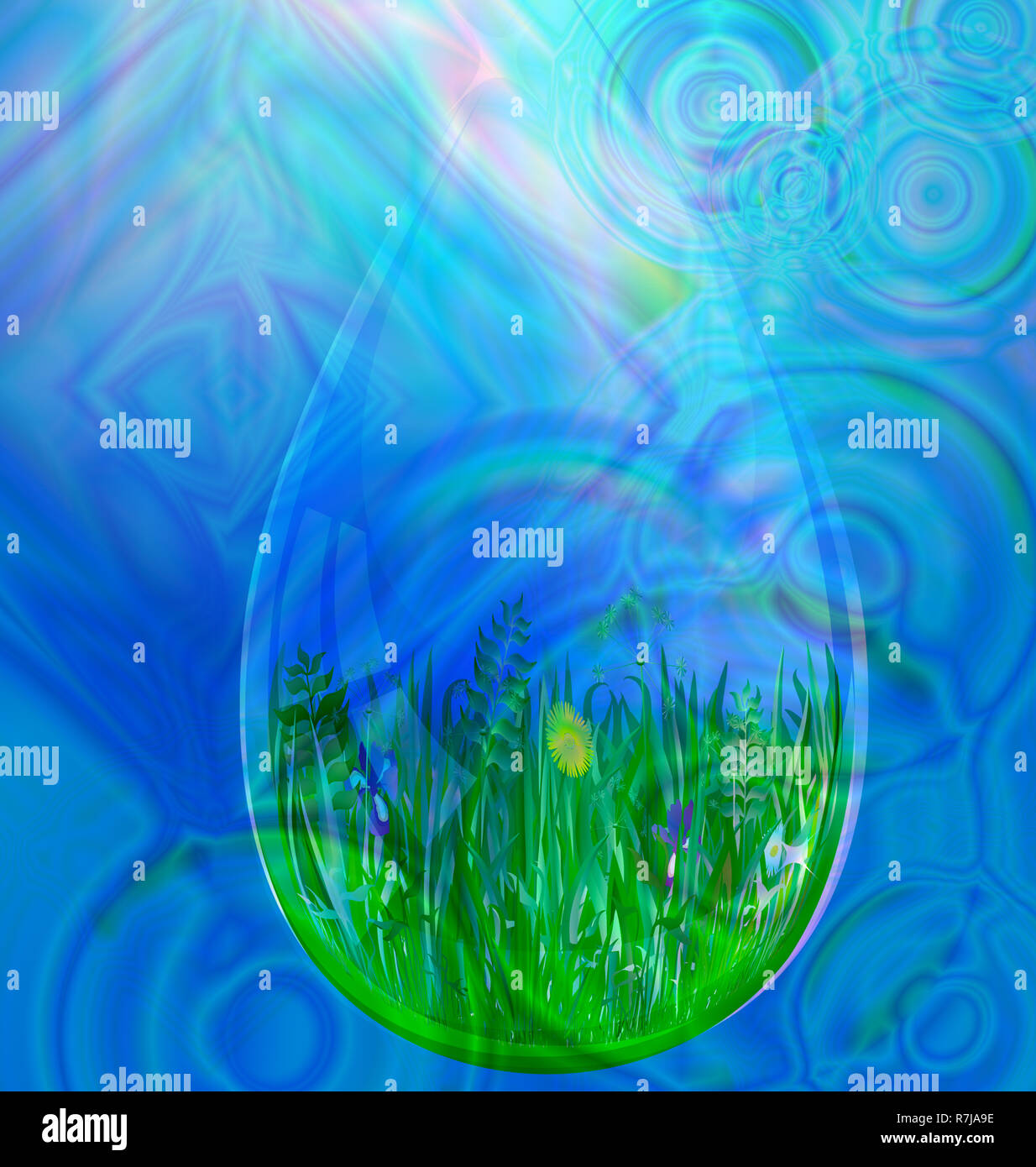 Blue abctract immagine del mondo in discesa Foto Stock