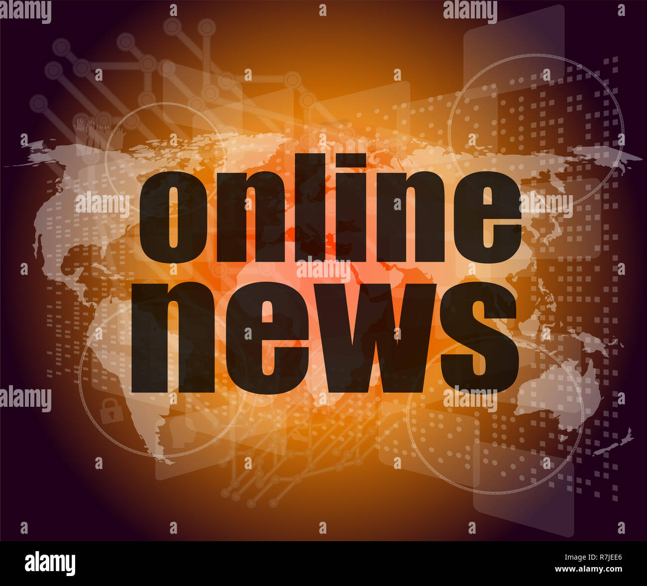 Il concetto di business: parole online news su schermo tattile digitale Foto Stock