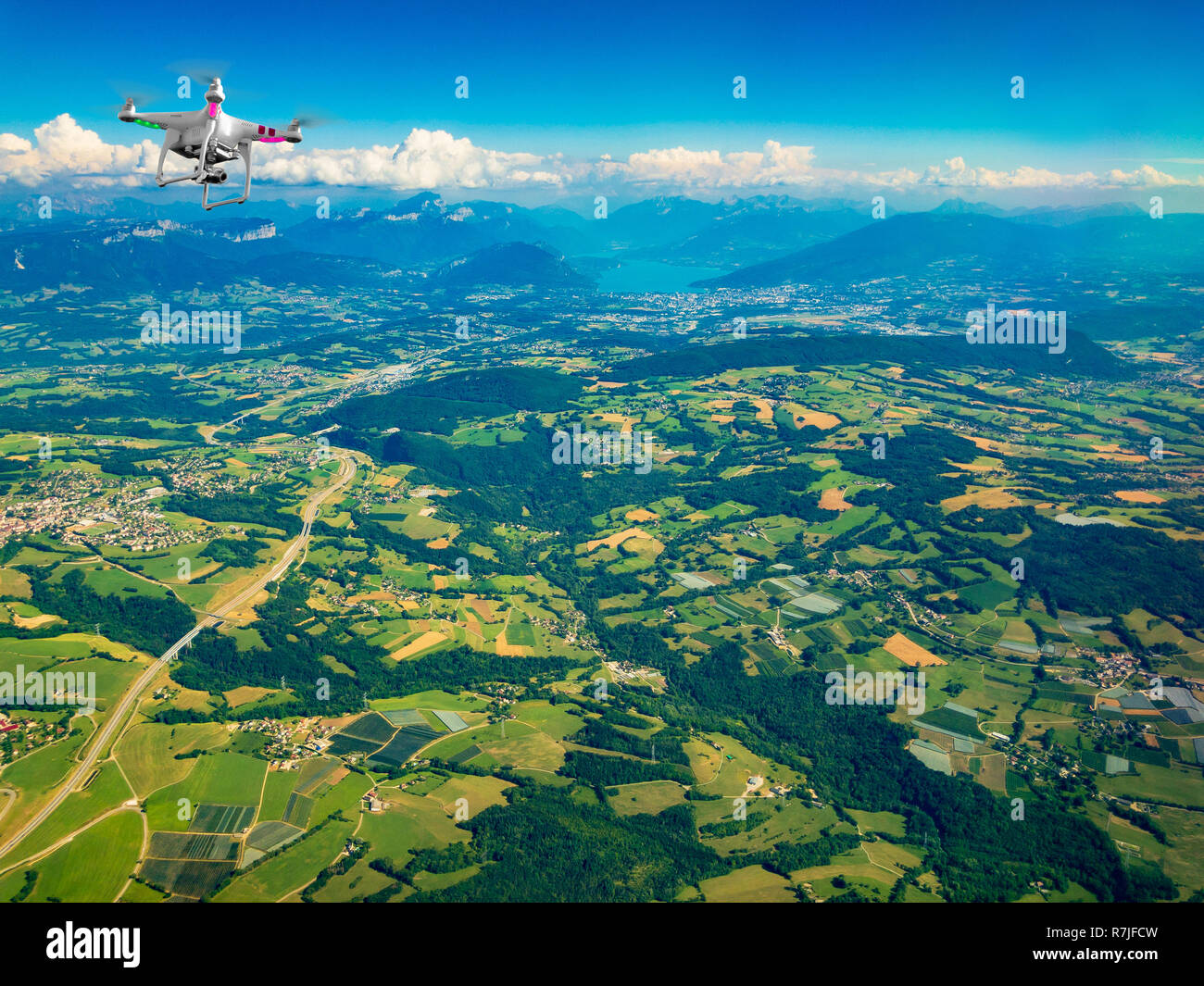 Top vista aerea del paese lato in Svizzera Foto Stock