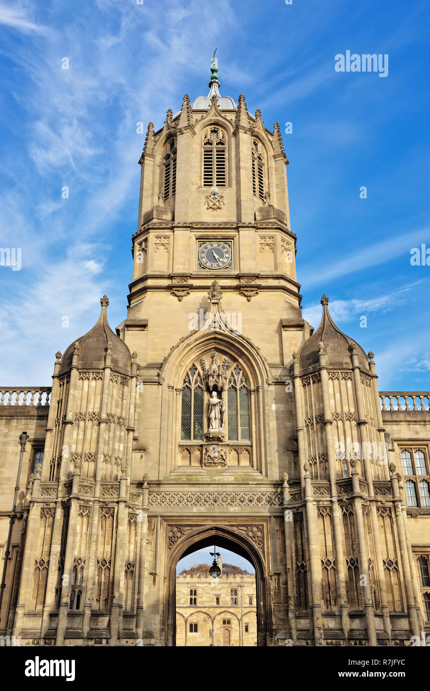 Tom Tower, Christ Church College di Oxford, England, Regno Unito Foto Stock