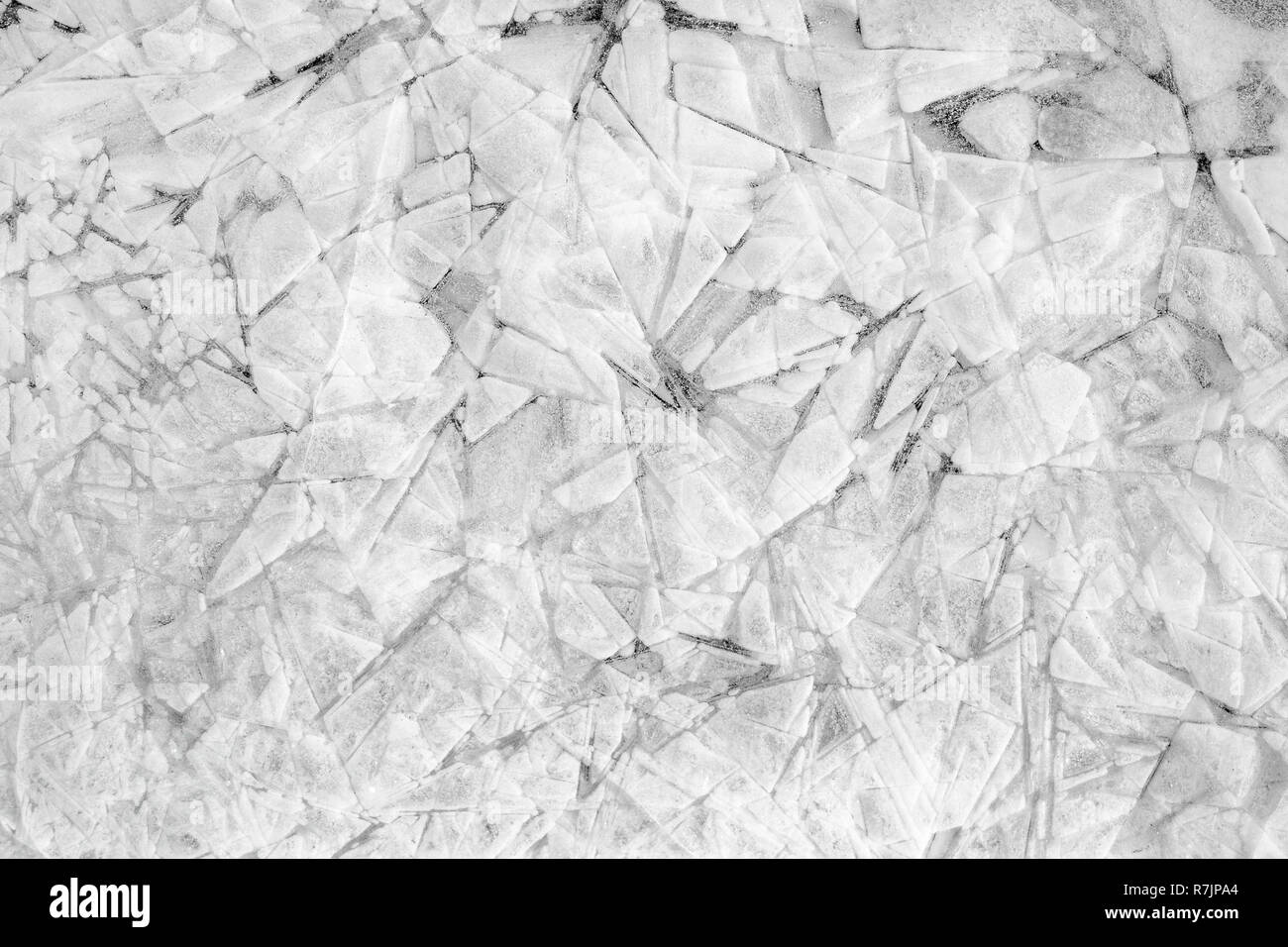 Sfondo pieno di pezzi di ghiaccio e cristalli di neve Foto Stock