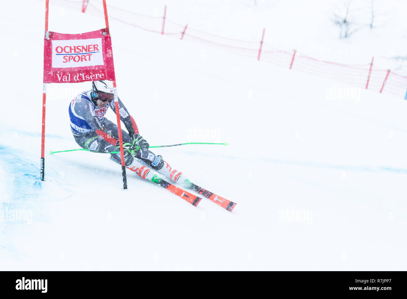 08 dic. 2018 Henrik Kristoffersen di Norvegia sci prima eseguire Slalom Gigante di Val d'Isere Slalom Gigante maschile Audi FIS Coppa del Mondo di Sci Alpino 2019 2° posto Foto Stock