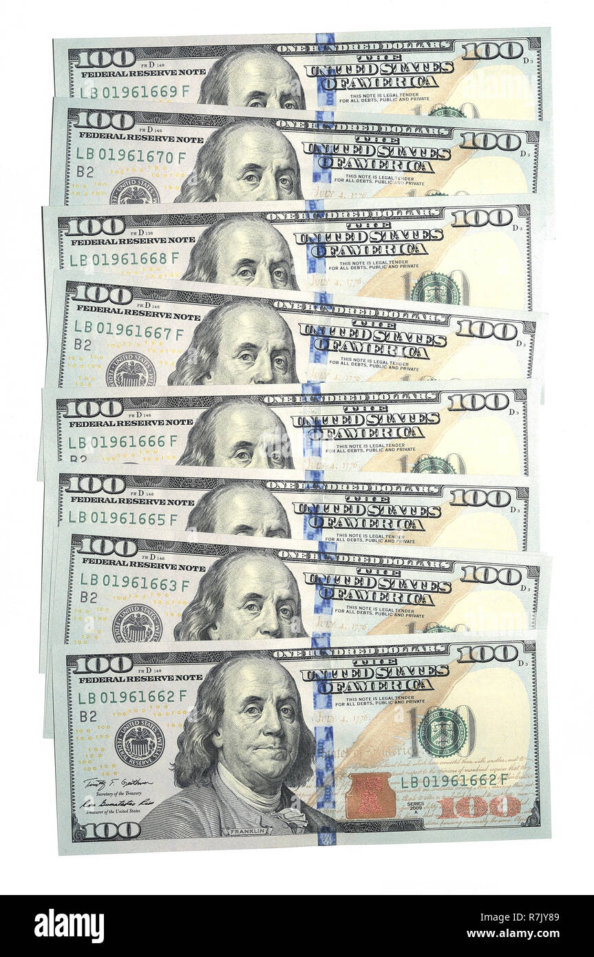 Nuovo 100 US dollar banconote Foto Stock