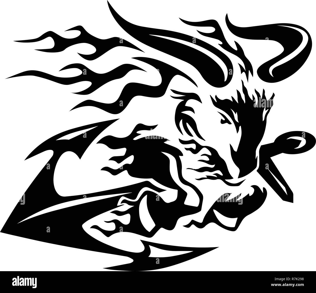 Ram di capra con navi di ancoraggio illustrazione vettoriale Illustrazione Vettoriale