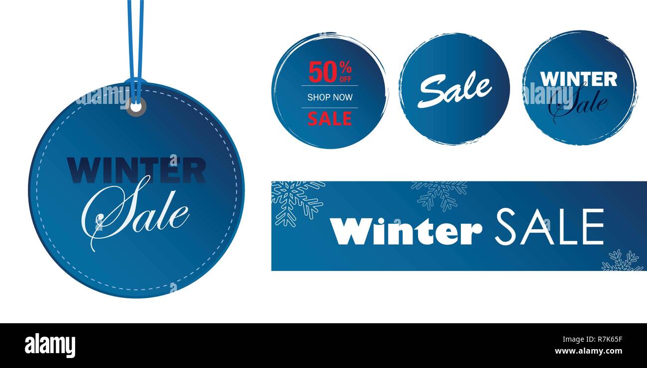 Set di inverno vendita Etichetta e targhetta per la promozione illustrazione vettoriale EPS10 Illustrazione Vettoriale