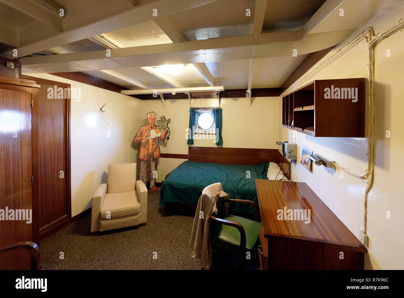 Francia, della Charente-Maritime, La Rochelle, il bacino dei grandi yacht, la fregata francia ho, ammiraglia del Museo Marittimo, cabina comandante Foto Stock